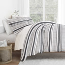 Twin XL Vintage Stripes Light Gray Striped Soft Duvet Cover Bedding Set - 18 Pattern Designs