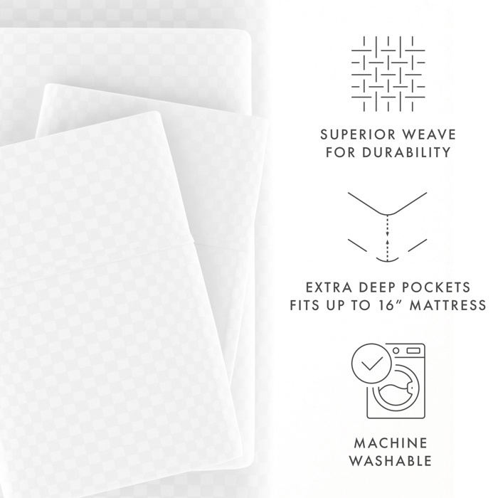 Embossed Microfiber Sheet Set - Checkered Pattern
