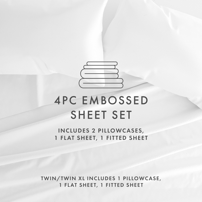 Embossed Microfiber Sheet Set - Chevron Pattern