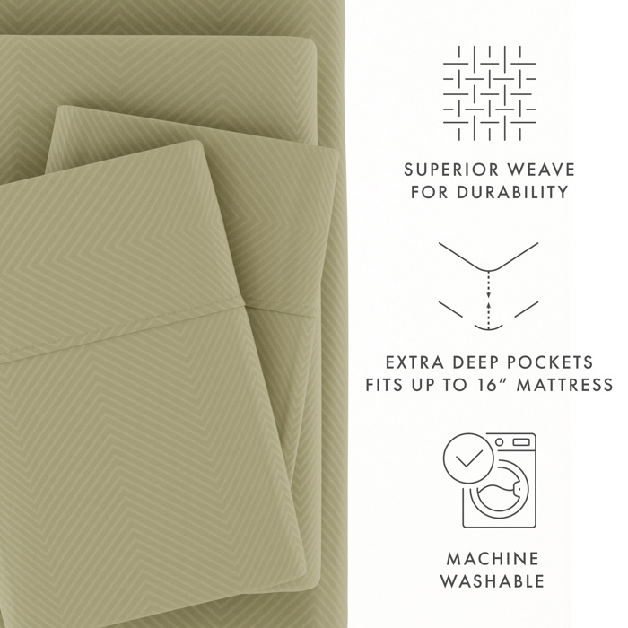 Embossed Microfiber Sheet Set - Chevron Pattern