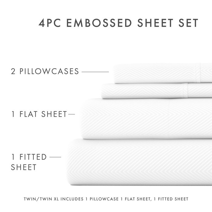 Embossed Microfiber Sheet Set - Chevron Pattern