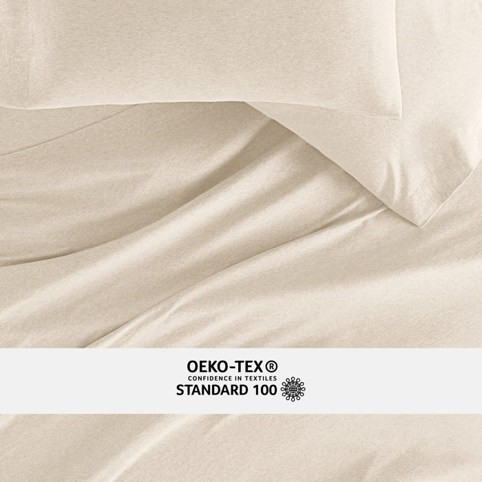Jersey Knit Sheets - 100% Cotton - Ultra Soft - 4 Piece Sheet Set - Four Way Stretch