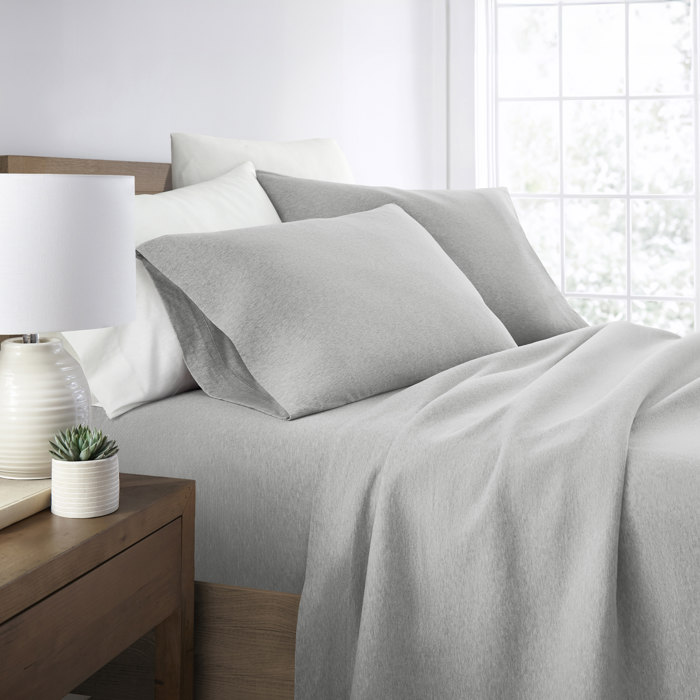 Jersey Knit Sheets - 100% Cotton - Ultra Soft - 4 Piece Sheet Set - Four Way Stretch