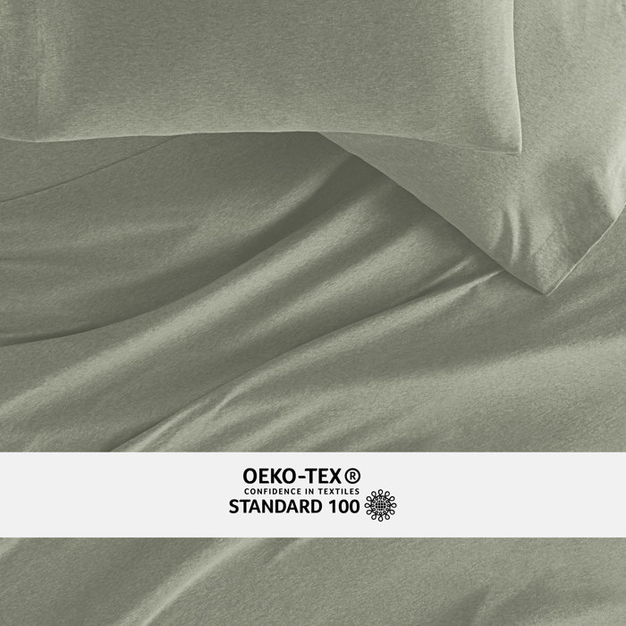 Jersey Knit Sheets - 100% Cotton - Ultra Soft - 4 Piece Sheet Set - Four Way Stretch