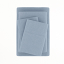 King Light Blue Linen Bamboo-Blend Breathable Luxury Bed Sheet Set
