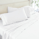 Queen White Linen Bamboo-Blend Breathable Luxury Bed Sheet Set