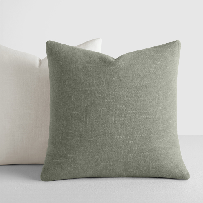 2-Pack Cotton Slub Decor Throw Pillows Solids Light Gray & White