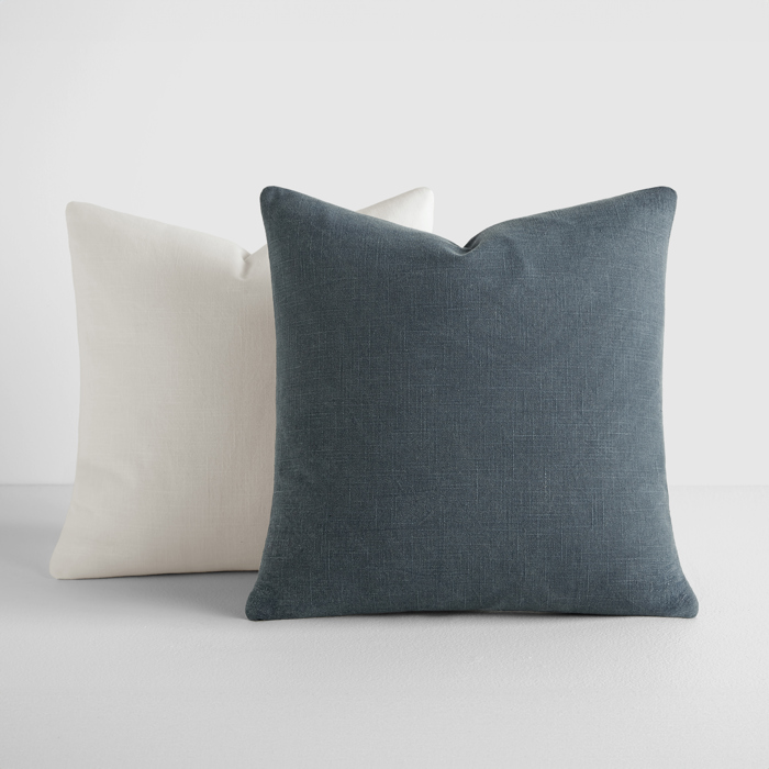 2-Pack Cotton Slub Decor Throw Pillows Solids Navy & White