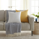 Solids Mustard / White 2-Pack Cotton Slub Decor Throw Pillows Solids Mustard & White