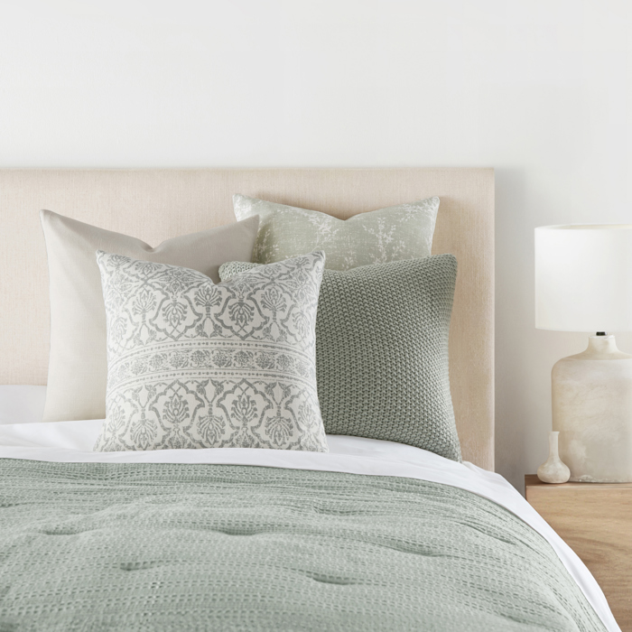 2-Pack Seed Stitch Knit and Cotton Patterned Decor Throw Pillows - Eucalyptus