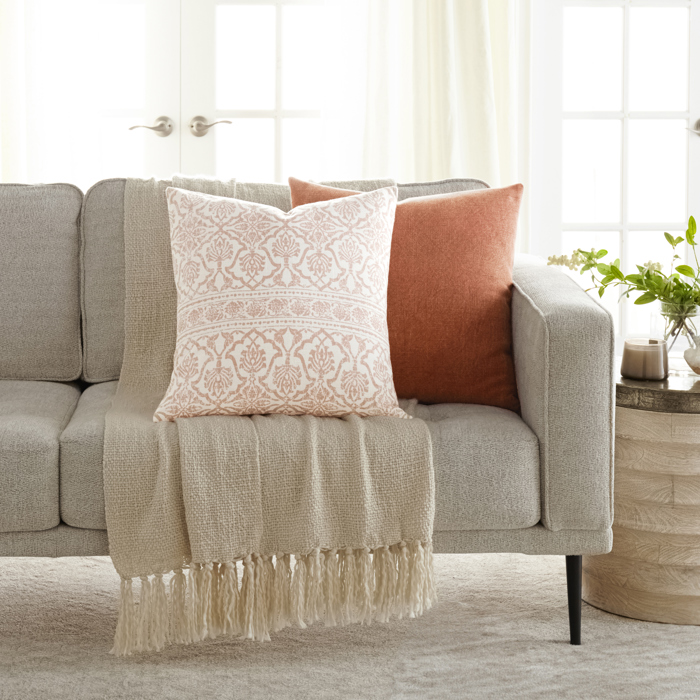2-Pack Cotton Slub Decor Throw Pillows - Antique Floral Terracotta