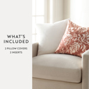  2-Pack Cotton Slub Decor Throw Pillows - Distressed Floral Rose