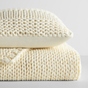 Ivory Chunky Throw Blanket and Decor Pillow Bundle