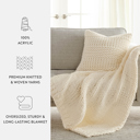 Ivory Chunky Throw Blanket and Decor Pillow Bundle
