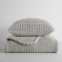 Light Gray Chunky Throw Blanket and Decor Pillow Bundle