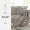 Light Gray Chunky Throw Blanket and Decor Pillow Bundle