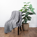 Light Gray Chunky Knit Throw Blanket Chunky Hand-Knit Oversized