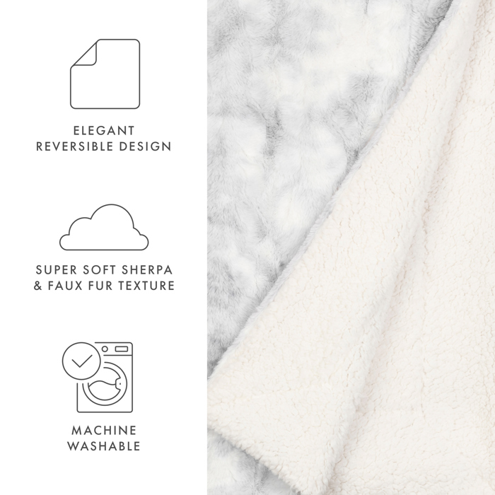 Throw Blanket Faux Fur Light Gray Tie Dye