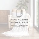 Light Gray Throw Blanket Herringbone with Fringed Edges