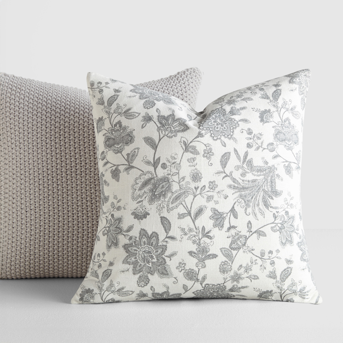 2-Pack Seed Stitch Knit and Cotton Patterned Decor Throw Pillows - Light Gray