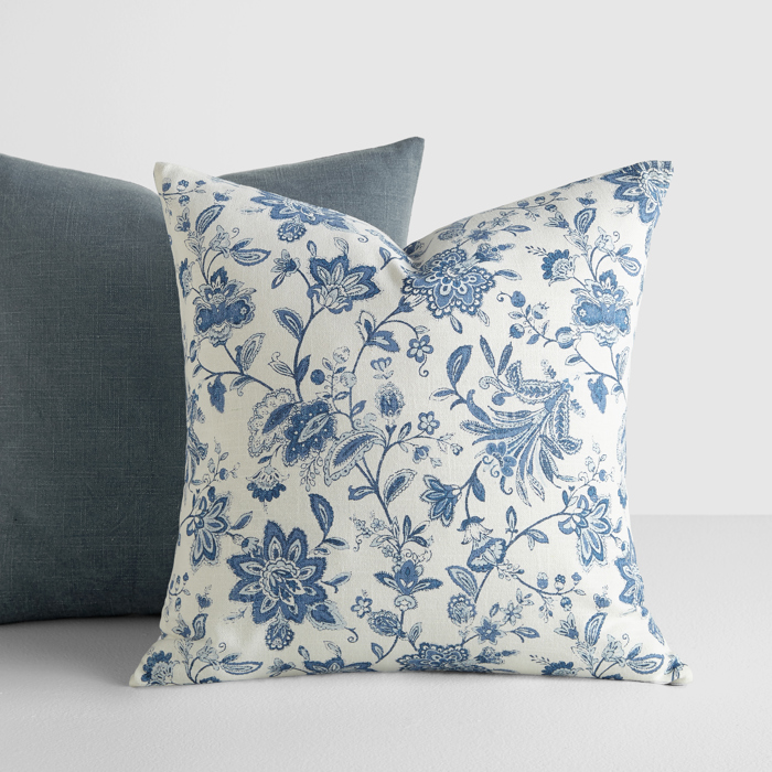 2-Pack Cotton Slub Decor Throw Pillows - Jacobean Navy