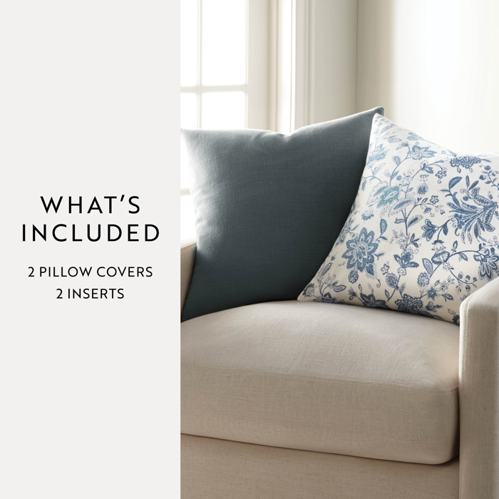 2-Pack Cotton Slub Decor Throw Pillows - Jacobean Navy