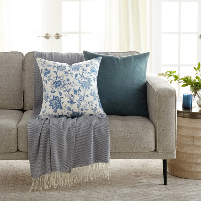 2-Pack Cotton Slub Decor Throw Pillows - Jacobean Navy