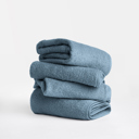 Light Blue 4-piece Hotel-Quality Bath, Hand and Wash Towel Sets - 100% Ring Spun Cotton, Ultra Plush, Absorbent
