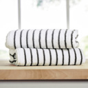 Gray 2-piece Cabana Stripe Beach Pool Towels - 100% Ring Spun Cotton, Ultra Soft, Plush and highly Absorbent, 30 x 70