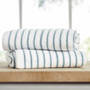 Light Blue 2-piece Cabana Stripe Beach Pool Towels - 100% Ring Spun Cotton, Ultra Soft, Plush and highly Absorbent, 30 x 70