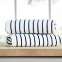 Navy 2-piece Cabana Stripe Beach Pool Towels - 100% Ring Spun Cotton, Ultra Soft, Plush and highly Absorbent, 30 x 70