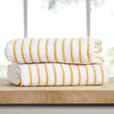 Yellow 2-piece Cabana Stripe Beach Pool Towels - 100% Ring Spun Cotton, Ultra Soft, Plush and highly Absorbent, 30 x 70