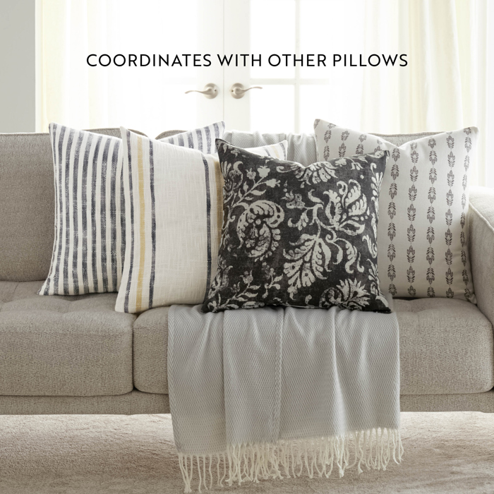 2-Pack Decor Throw Pillows Yarn-Dyed Bengal Stripe and Framed Stripe in Blue