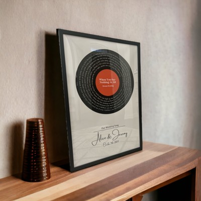 Custom Song Lyrics Record Art – Personalized Vinyl Record Print with Names & Date
