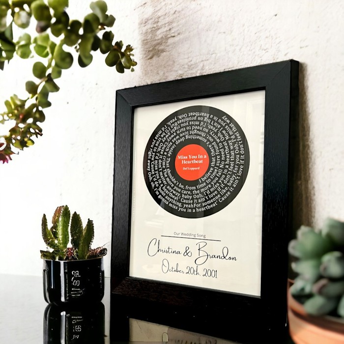 Custom Song Lyrics Record Art – Personalized Vinyl Record Print with Names & Date