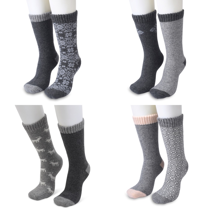 Gaahuu womens 25% wool fully cushioned thermal socks/2 pr pack