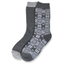 black vertical snowflake Gaahuu womens 25% wool fully cushioned thermal socks/2 pr pack