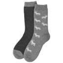 grey allover moose Gaahuu womens 25% wool fully cushioned thermal socks/2 pr pack