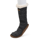 black ribbed marl Gaahuu mens faux shearling lined slipper socks
