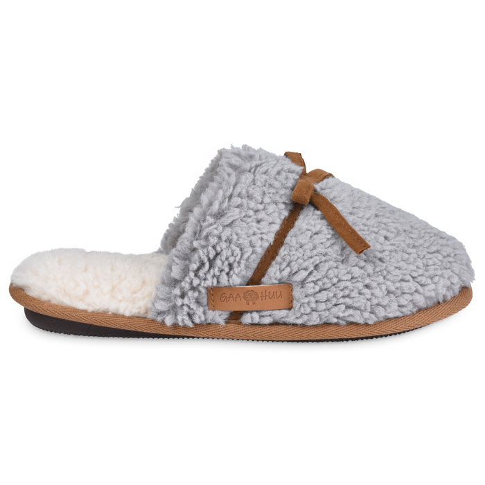 Gaahuu womens berber tape trimmed bow memory foam scuff slipper