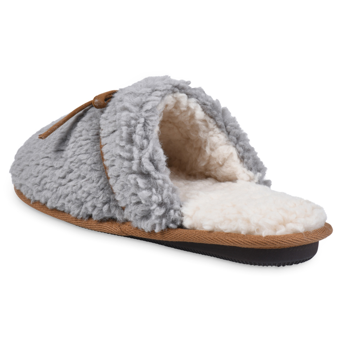 Gaahuu womens berber tape trimmed bow memory foam scuff slipper