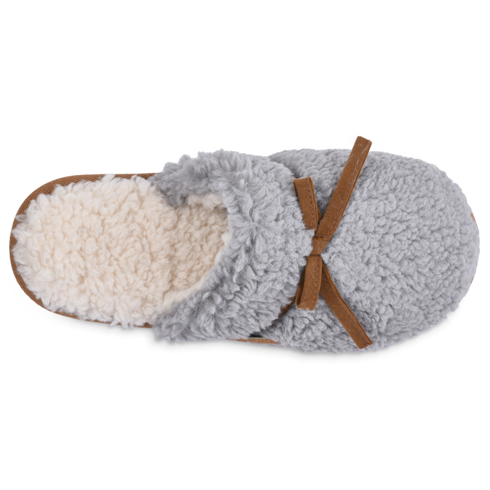 Gaahuu womens berber tape trimmed bow memory foam scuff slipper