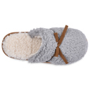 grey L Gaahuu womens berber tape trimmed bow memory foam scuff slipper