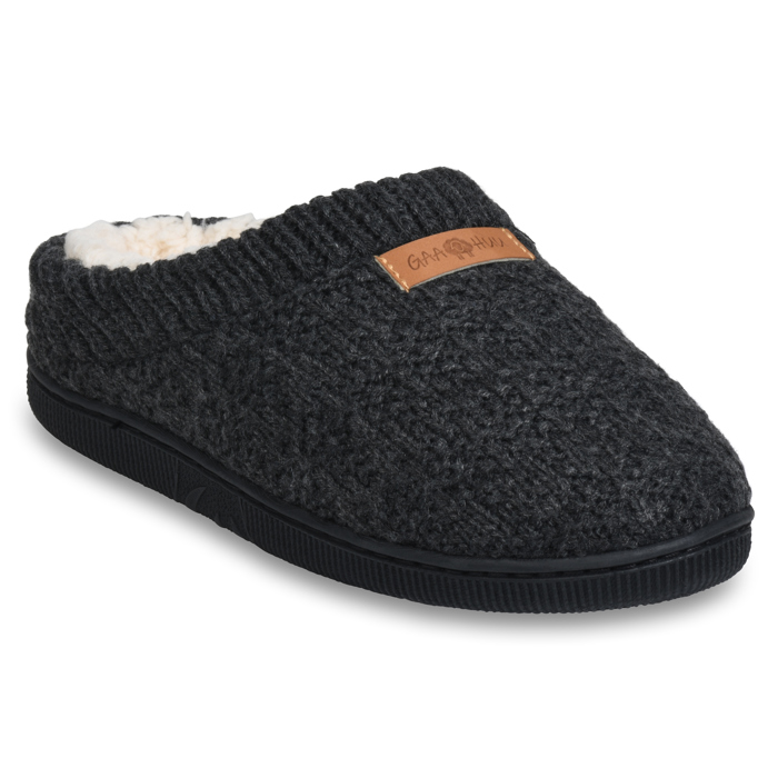 Gaahuu womens textured knit rib collared faux shearling lined memory foam clog slipper
