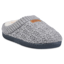 grey L Gaahuu womens textured knit rib collared faux shearling lined memory foam clog slipper