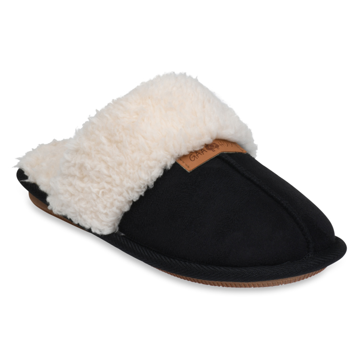 Gaahuu womens polysuede faux shearling lined memory foam scuff slipper