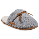 grey L Gaahuu womens berber tape trimmed bow memory foam scuff slipper