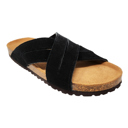 Black Size 7 Gaahuu leather criss cross memory foam footbed sandal