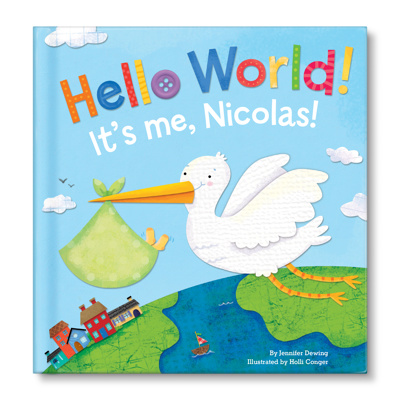 Hello World! - Personalized Board Book - blue