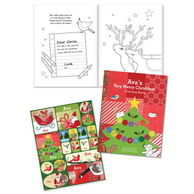 My Very Merry Christmas Personalized Color Book and Sticker Gift Set